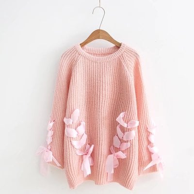 Lace up lolita pastel sweater
