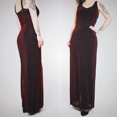Reserved for @kitty.685 - "vamp" vintage 90s red glitter gown 