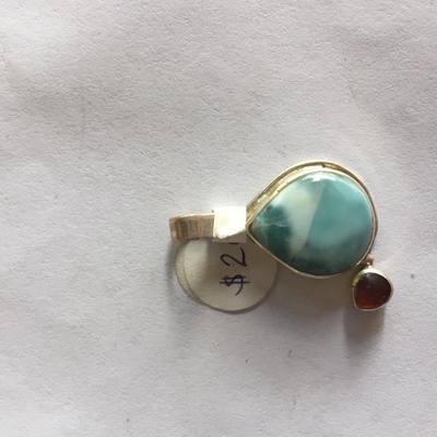 Larimar and/or amber silver pendant