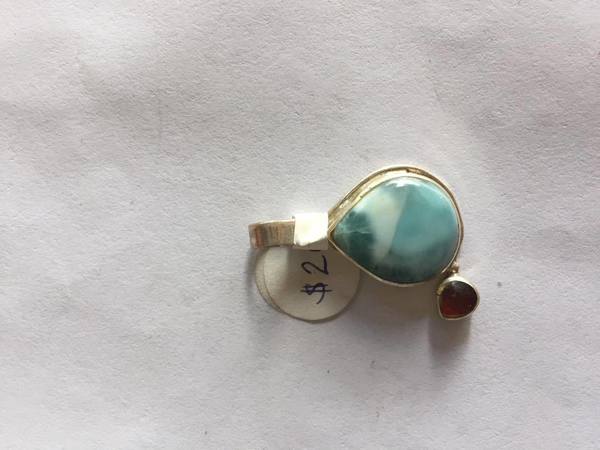 Larimar and/or Amber Silver Pendant