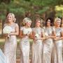 Mermaid Cap Sleeve Gold Sparkly Long Bridesmaid Dresses-1