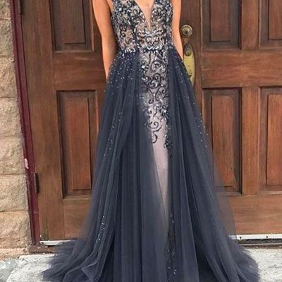 Long prom dress, v-neck prom dresses, sparkly prom dress, gorgeous prom dress, bd1398