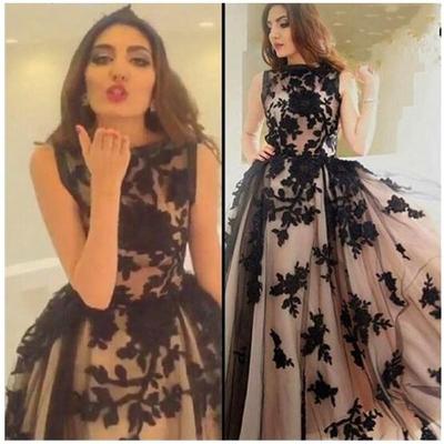 New arrival prom dress, black lace appliques prom dress, prom gowns, evening dresses, cheap prom dress, pd17691