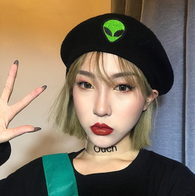 Punk Soft Alien Extra-terrestrial Embroidery Beret Hat