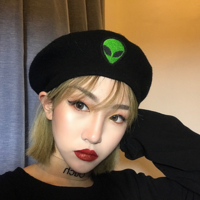 Punk Soft Alien Extra-terrestrial Embroidery Beret Hat - Thumbnail 1