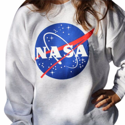 Light gray nasa space galaxy starry sky printed sweatshirt