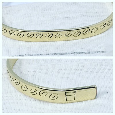 Coffee Bean Hand Stamped Bracelet