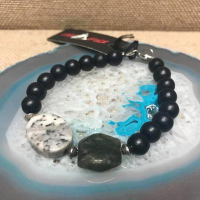Wild Child Wood/Gemstone Bracelet - Black #4