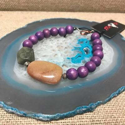 Wild child wood/gemstone bracelet - color #2