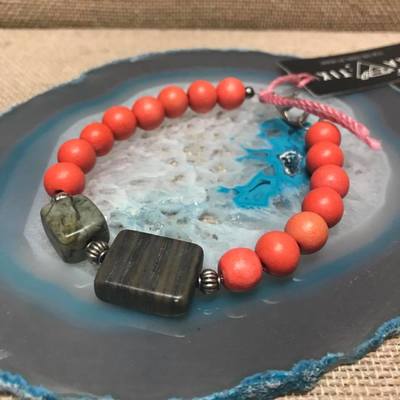 Wild child wood/gemstone bracelet - color #3