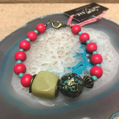 Wild child wood/gemstone bracelet - color #6