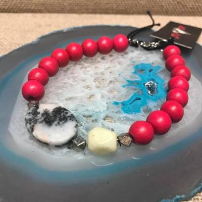 Wild child wood/gemstone bracelet - color #7