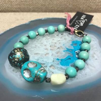 Wild Child Wood/Gemstone Bracelet - Color #12