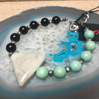 Wild child wood/gemstone bracelet - color #12