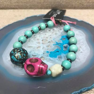 Wild child wood/gemstone bracelet - color #14