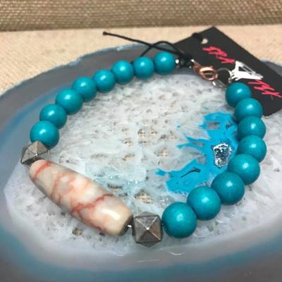 Wild child wood/gemstone bracelet - color #15