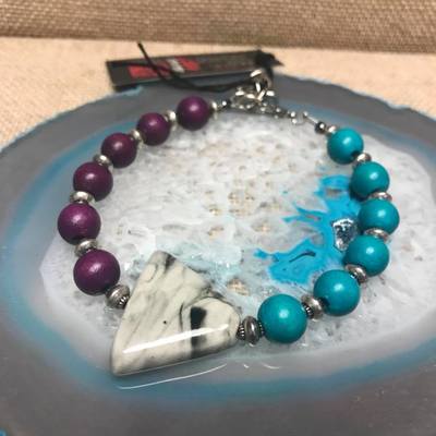 Wild child wood/gemstone bracelet - color #16