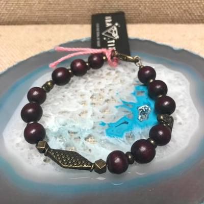 Wild child wood/gemstone bracelet - natural #1