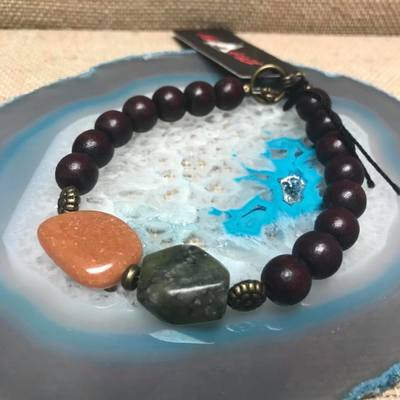 Wild Child Wood/Gemstone Bracelet - Natural #2