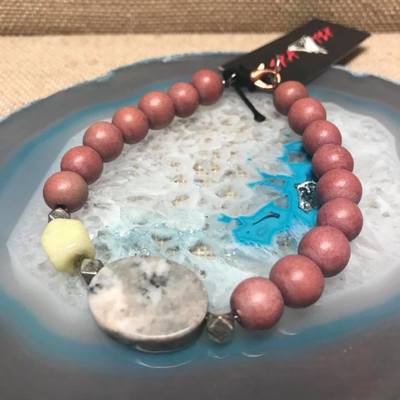 Wild child wood/gemstone bracelet - natural #3