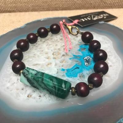 Wild Child Wood/Gemstone Bracelet - Natural #8