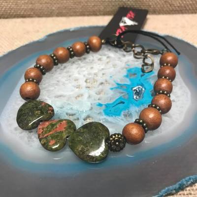 Wild Child Wood/Gemstone Bracelet - Natural #9