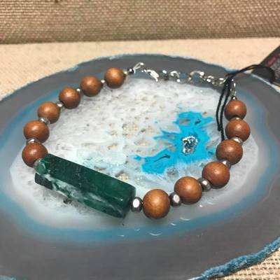 Wild Child Wood/Gemstone Bracelet - Natural #11