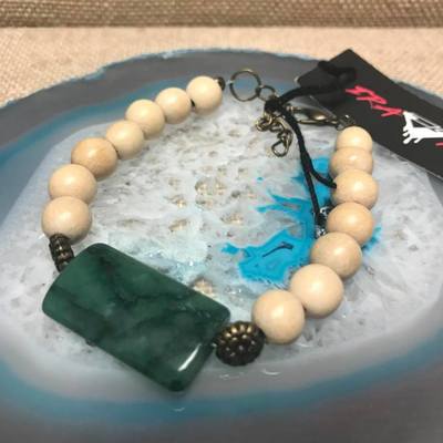 Wild child wood/gemstone bracelet - natural #12