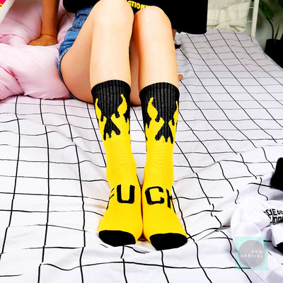 Free shipping-f u c k yellow flame socks - Thumbnail 4