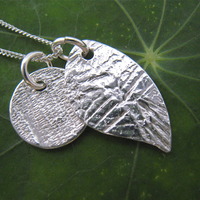 Forever Leaf Necklace, Initial, couples birthstones - Thumbnail 2