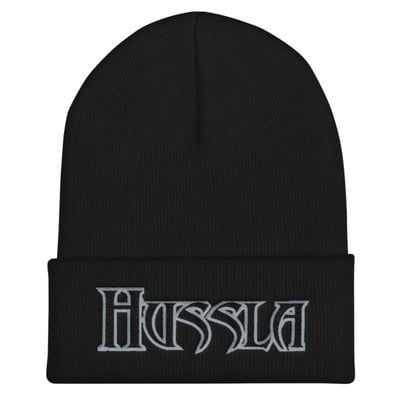 Black silver hussla solo 11302017 cuffed beanie