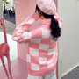 Pastel Pink / Blue Checker Turtle Neck Sweater-1