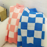 Pastel Pink / Blue Checker Turtle Neck Sweater - Thumbnail 4