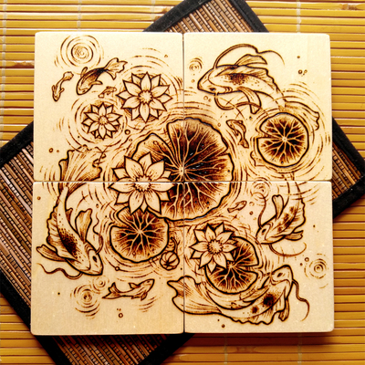 Fish pond coaster set #1 - Thumbnail 5