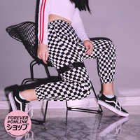 CHECKER JOGGER PANTS WITH BLACK BAND - Thumbnail 1