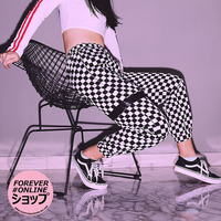 CHECKER JOGGER PANTS WITH BLACK BAND - Thumbnail 2