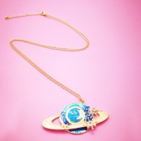 {Free Shipping} Universe Planet Saturn Moon Necklace - Thumbnail 1