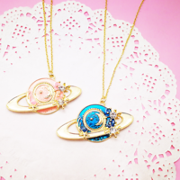 {Free Shipping} Universe Planet Saturn Moon Necklace - Thumbnail 2