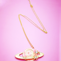 {Free Shipping} Universe Planet Saturn Moon Necklace - Thumbnail 3