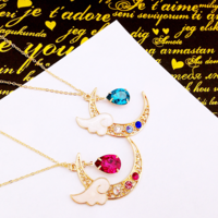 Harajuku Moon Angel Wing Rhinestone Necklace - Thumbnail 2