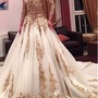 Luxurious Long Wedding Dresses with Gold Appliques-1