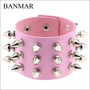 Spikes Rivet Stud Wide Cuff Leather Punk Gothic Rock Unisex Bangle Bracelet -1