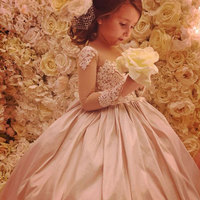 Champagne Ball Gown Flower Girl Dress Birthday Dress for Kid - Thumbnail 1