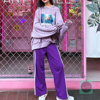 Free Shipping-VINTAGE DOUBLE LINE PURPLE PANTS