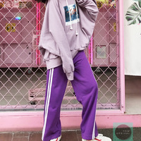 Free Shipping-VINTAGE DOUBLE LINE PURPLE PANTS - Thumbnail 1