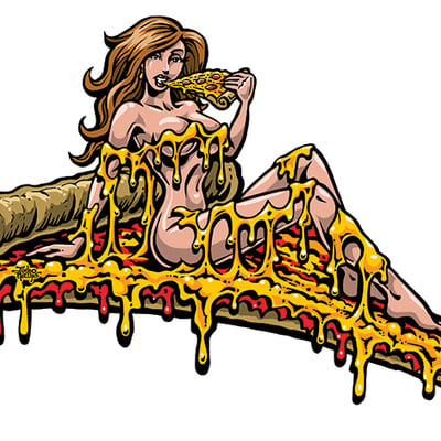 Pizza girl sticker (full color silkscreened clear vinyl) - Thumbnail 3