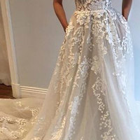 Sexy Lace Spaghetti Straps Backless Wedding Dress - Thumbnail 2