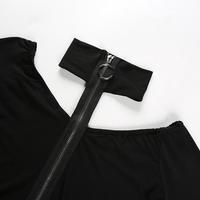 Sexy Off Shoulder Black Halter Top - Thumbnail 4