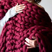 Hand Woven Blankets Ultra Thick Line Blankets Iceland Tentaculata Blanket - Thumbnail 3