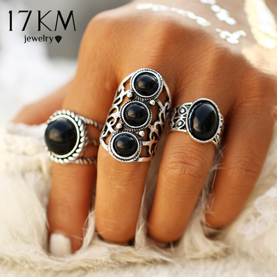  3 pieces set boho vintage rings in gold and silver